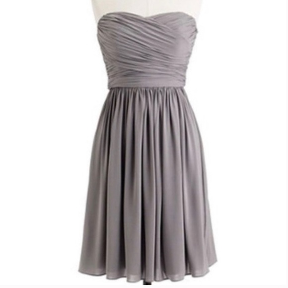 J. CREW | Arabelle Grey Silk Chiffon Strapless Formal Event Dress size 14 {NEW} - Picture 2 of 12